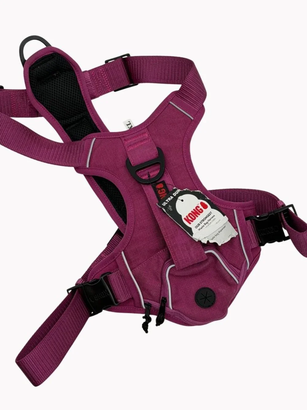 KONG Waste Bag Dog Harness XXL Adjustable Reflective Magenta